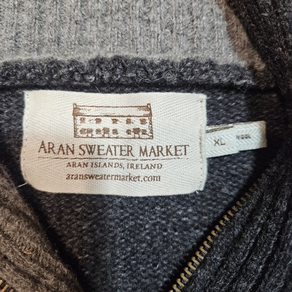 Aran Sweater Market Irish Wool Quarter Zip XL - Picture 3 of 9